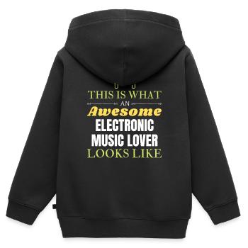 Das ist das, was ein genialer Liebhaber elektronischer Musik klopft - Kinder Premium Organic Zip Hoodie - Schwarz - Hinten - AI Model Kid Male (0cm)