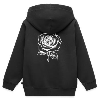 Rose Blume Liebe - Kinder Premium Organic Zip Hoodie - Schwarz - Hinten - AI Model Kid Male (0cm)