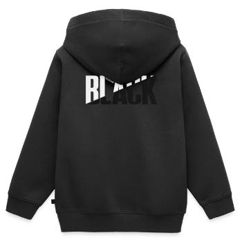 Typographie noire Design Typographie noire - Sweat Premium à capuche zippé enfant bio - noir - Dos - AI Model Kid Male (0cm)