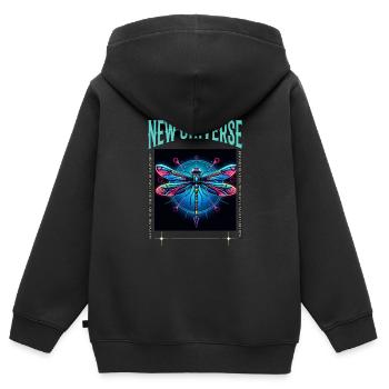 Dragonfly in New Universe - Kinder Premium Organic Zip Hoodie - Schwarz - Hinten - AI Model Kid Male (0cm)