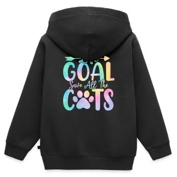 Lebensziel Rette alle Katzen Tie Dye Lustige Pflege - Kinder Premium Organic Zip Hoodie - Schwarz - Hinten - AI Model Kid Male (0cm)