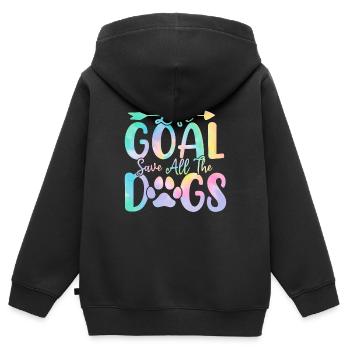 Lebensziel Rette alle Hunde Tie Dye Lustiger Welpe - Kinder Premium Organic Zip Hoodie - Schwarz - Hinten - AI Model Kid Male (0cm)