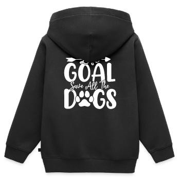 Lebensziel Rette alle Hunde Hund Lustiger Hund - Kinder Premium Organic Zip Hoodie - Schwarz - Hinten - AI Model Kid Male (0cm)