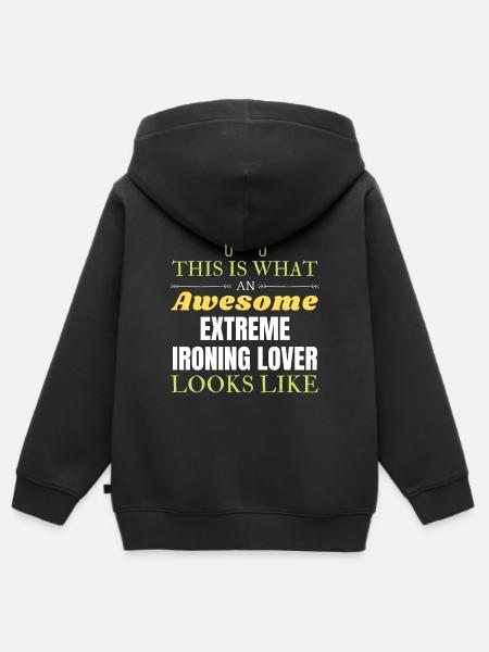 This is what an awesome Extreme ironing lover look - Kids Premium Organic Zip-up Hoodie - black