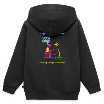 Angler für Autismus sorgen für eine bessere Zukunft - Kinder Premium Organic Zip Hoodie - Schwarz - Hinten - AI Model Kid Male (0cm)