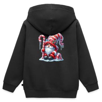Niedlicher Weihnachtswichtel Mit Zuckerstange - Kinder Premium Organic Zip Hoodie - Schwarz - Hinten - AI Model Kid Male (0cm)