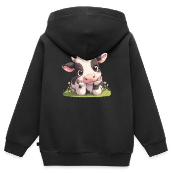 Vaches Vache - Sweat Premium à capuche zippé enfant bio - noir - Dos - AI Model Kid Male (0cm)