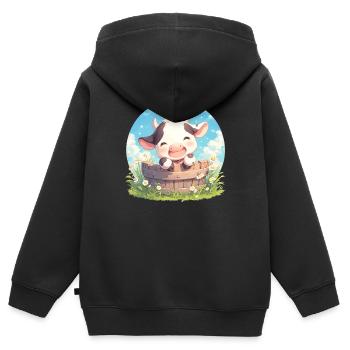 Vaches Vache - Sweat Premium à capuche zippé enfant bio - noir - Dos - AI Model Kid Male (0cm)