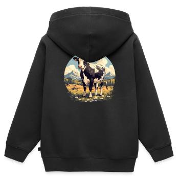 Vaches Vache - Sweat Premium à capuche zippé enfant bio - noir - Dos - AI Model Kid Male (0cm)