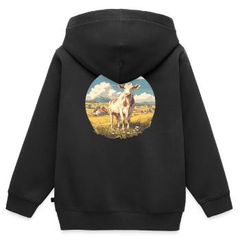 Vaches Vache - Sweat Premium à capuche zippé enfant bio - noir - Dos - AI Model Kid Male (0cm)