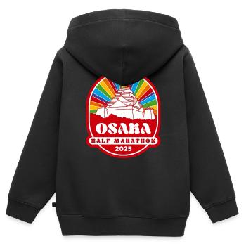 Osaka - Semi-marathon - 2025 - Sweat Premium à capuche zippé enfant bio - noir - Dos - AI Model Kid Male (0cm)