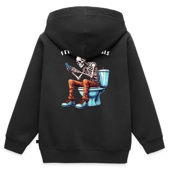 TOILETTE SMARTPHONE FEEL-GOOD - Sweat Premium à capuche zippé enfant bio - noir - Dos - AI Model Kid Male (0cm)