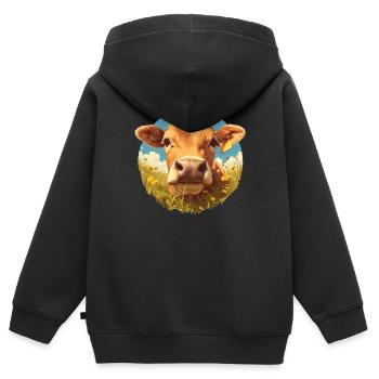 Vaches Vache - Sweat Premium à capuche zippé enfant bio - noir - Dos - AI Model Kid Male (0cm)