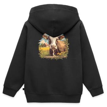 Vaches Vache - Sweat Premium à capuche zippé enfant bio - noir - Dos - AI Model Kid Male (0cm)