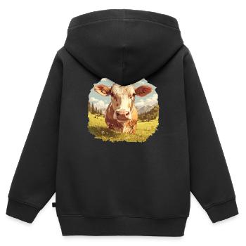 Vaches Vache - Sweat Premium à capuche zippé enfant bio - noir - Dos - AI Model Kid Male (0cm)