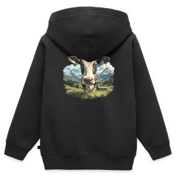 Vaches Vache - Sweat Premium à capuche zippé enfant bio - noir - Dos - AI Model Kid Male (0cm)