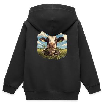 Vaches Vache - Sweat Premium à capuche zippé enfant bio - noir - Dos - AI Model Kid Male (0cm)