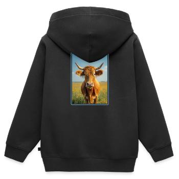 Vaches Vache - Sweat Premium à capuche zippé enfant bio - noir - Dos - AI Model Kid Male (0cm)