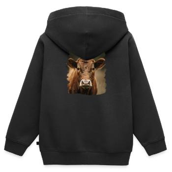 Vaches Vache - Sweat Premium à capuche zippé enfant bio - noir - Dos - AI Model Kid Male (0cm)