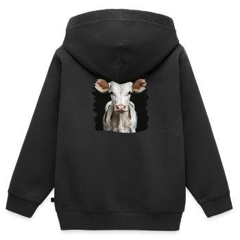 Vaches Vache - Sweat Premium à capuche zippé enfant bio - noir - Dos - AI Model Kid Male (0cm)
