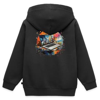 ordinateur portable calculatrice ordinateur - Sweat Premium à capuche zippé enfant bio - noir - Dos - AI Model Kid Male (0cm)