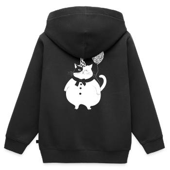 Cat celebrates birthday - Kids Premium Organic Zip-up Hoodie - black - Back - AI Model Kid Male (0cm)