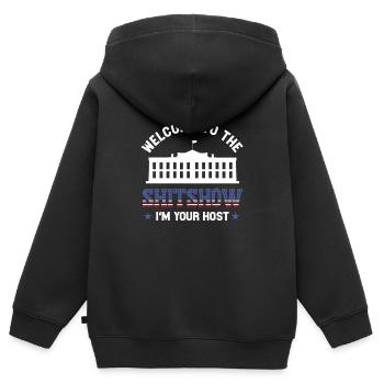 Willkommen Zur Shitshow Weißes Haus USA Ironie - Kinder Premium Organic Zip Hoodie - Schwarz - Hinten - AI Model Kid Male (0cm)