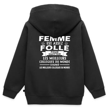 Mad Woman verlässt Kollegen - Kinder Premium Organic Zip Hoodie - Schwarz - Hinten - AI Model Kid Male (0cm)