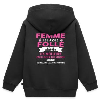 Mad Woman verlässt Kollegen - Kinder Premium Organic Zip Hoodie - Schwarz - Hinten - AI Model Kid Male (0cm)
