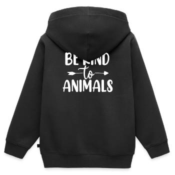Soyez gentil avec les animaux Faune Refuge Refuge Animal - Sweat Premium à capuche zippé enfant bio - noir - Dos - AI Model Kid Male (0cm)