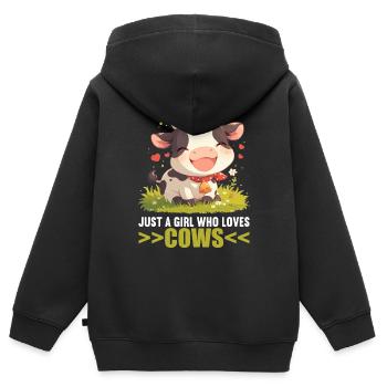 Vaches Vache - Sweat Premium à capuche zippé enfant bio - noir - Dos - AI Model Kid Male (0cm)