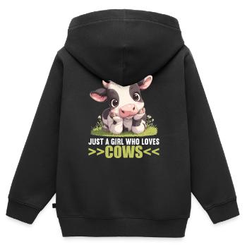 Vaches Vache - Sweat Premium à capuche zippé enfant bio - noir - Dos - AI Model Kid Male (0cm)