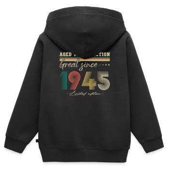 Ausgezeichnet seit 1945 Vintage Geburtstagsgeschenk - Kinder Premium Organic Zip Hoodie - Schwarz - Hinten - AI Model Kid Male (0cm)