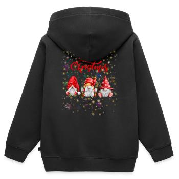 Xmas gnomes merry christmas holiday motif - Kids Premium Organic Zip-up Hoodie - black - Back - AI Model Kid Male (0cm)
