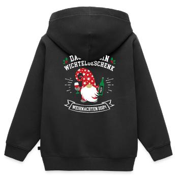 Weihnachten 2024 Wichteln Wichtelgeschenk Julklapp - Kinder Premium Organic Zip Hoodie - Schwarz - Hinten - AI Model Kid Male (0cm)