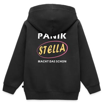 PAS DE PANIQUE, STELLA LE FERA - Sweat Premium à capuche zippé enfant bio - noir - Dos - AI Model Kid Male (0cm)