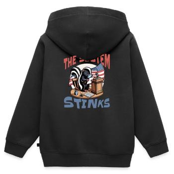Politik System Stinkt - Kinder Premium Organic Zip Hoodie - Schwarz - Hinten - AI Model Kid Male (0cm)