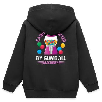 Easily Distracted By Gumball Machines Bubblegum - Kinder Premium Organic Zip Hoodie - Schwarz - Hinten - AI Model Kid Male (0cm)