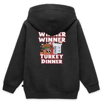 Donald  Winner Turkey Dinner - Kinder Premium Organic Zip Hoodie - Schwarz - Hinten - AI Model Kid Male (0cm)