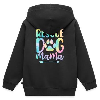 Rettungshund Mama Pflegehund Mama Tie Dye Tier - Kinder Premium Organic Zip Hoodie - Schwarz - Hinten - AI Model Kid Male (0cm)