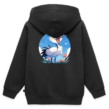 Cranes Crane - Kids Premium Organic Zip-up Hoodie - black - Back - AI Model Kid Male (0cm)