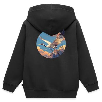 Cranes Crane - Kids Premium Organic Zip-up Hoodie - black - Back - AI Model Kid Male (0cm)