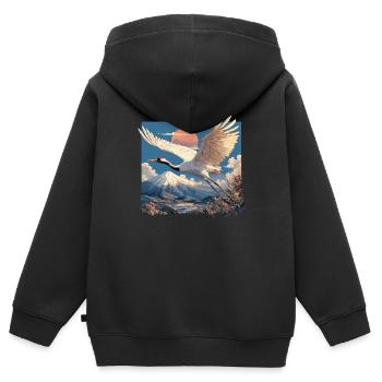 Cranes Crane - Kids Premium Organic Zip-up Hoodie - black - Back - AI Model Kid Male (0cm)