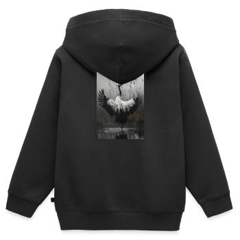 Cranes Crane - Kids Premium Organic Zip-up Hoodie - black - Back - AI Model Kid Male (0cm)