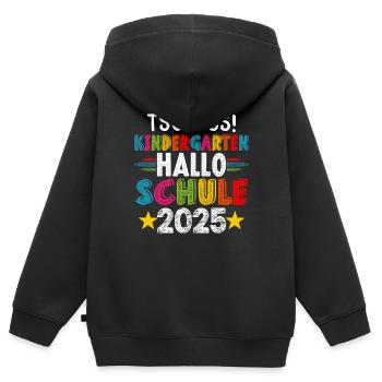 Goodbye Kindergarten Hello School KitaAbsolve 2025 - Kids Premium Organic Zip-up Hoodie - black - Back - AI Model Kid Male (0cm)