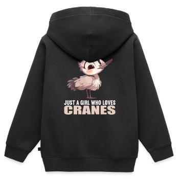 Kraniche Kranich - Kinder Premium Organic Zip Hoodie - Schwarz - Hinten - AI Model Kid Male (0cm)
