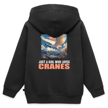 Cranes Crane - Kids Premium Organic Zip-up Hoodie - black - Back - AI Model Kid Male (0cm)