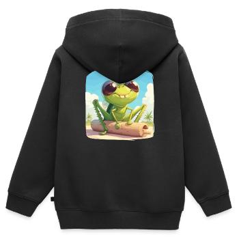 Grillen Grille - Kinder Premium Organic Zip Hoodie - Schwarz - Hinten - AI Model Kid Male (0cm)