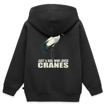 Cranes Crane - Kids Premium Organic Zip-up Hoodie - black - Back - AI Model Kid Male (0cm)