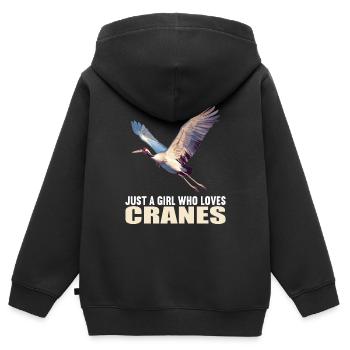Kraniche Kranich - Kinder Premium Organic Zip Hoodie - Schwarz - Hinten - AI Model Kid Male (0cm)